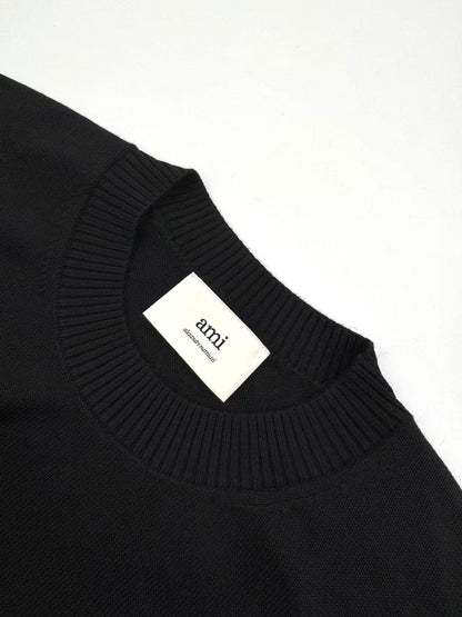 Ami Paris Heart Embroidery Merino Wool Sweater