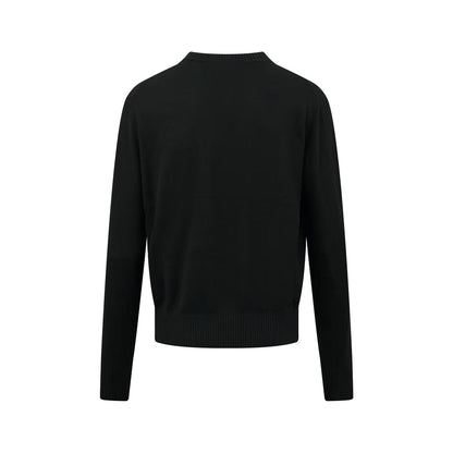 Ami Paris Heart Embroidery Merino Wool Sweater