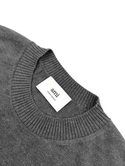 Ami Paris Heart Embroidery Merino Wool Sweater