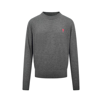 Ami Paris Heart Embroidery Merino Wool Sweater