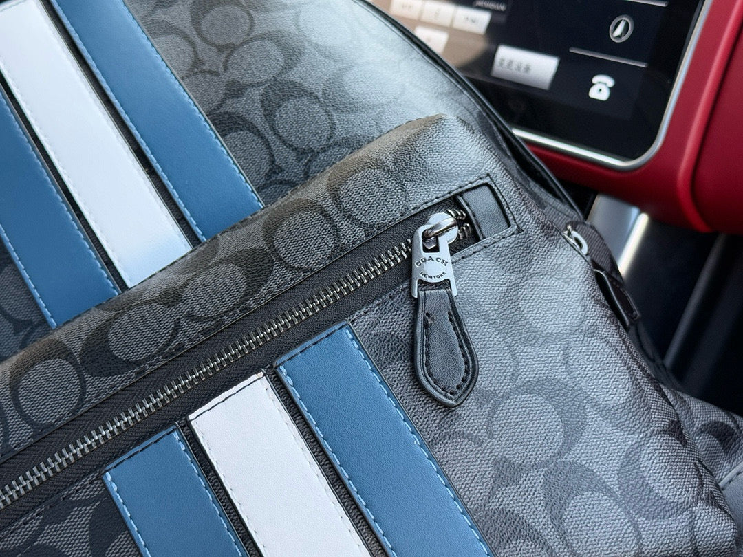 Coach West Series Large Monogram Striped Backpack