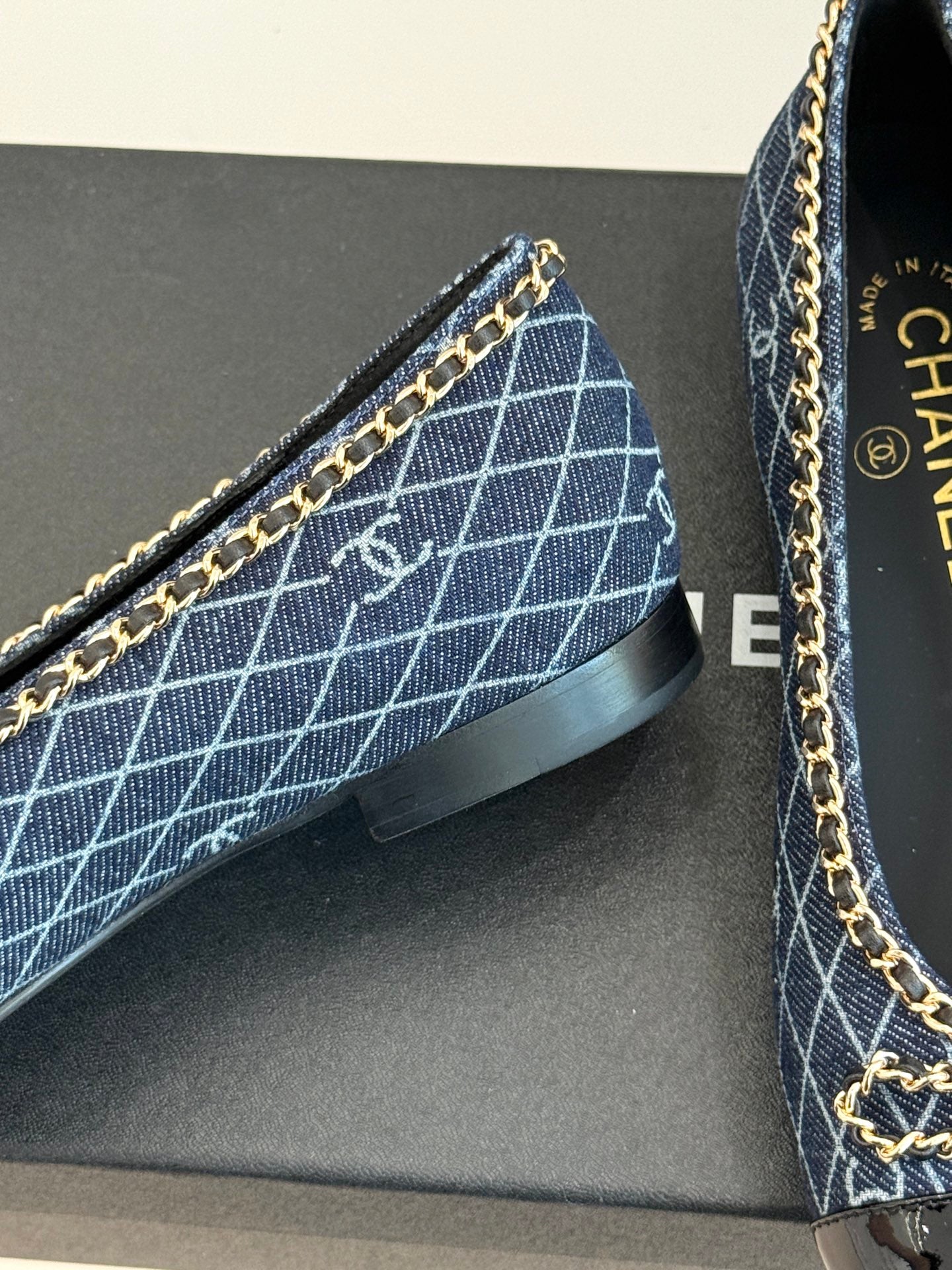 Chanel Classic Double C Chain Bow Ballet Flats