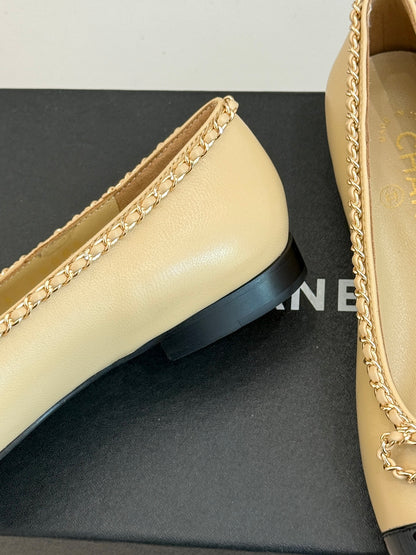 Chanel Classic Double C Chain Bow Ballet Flats