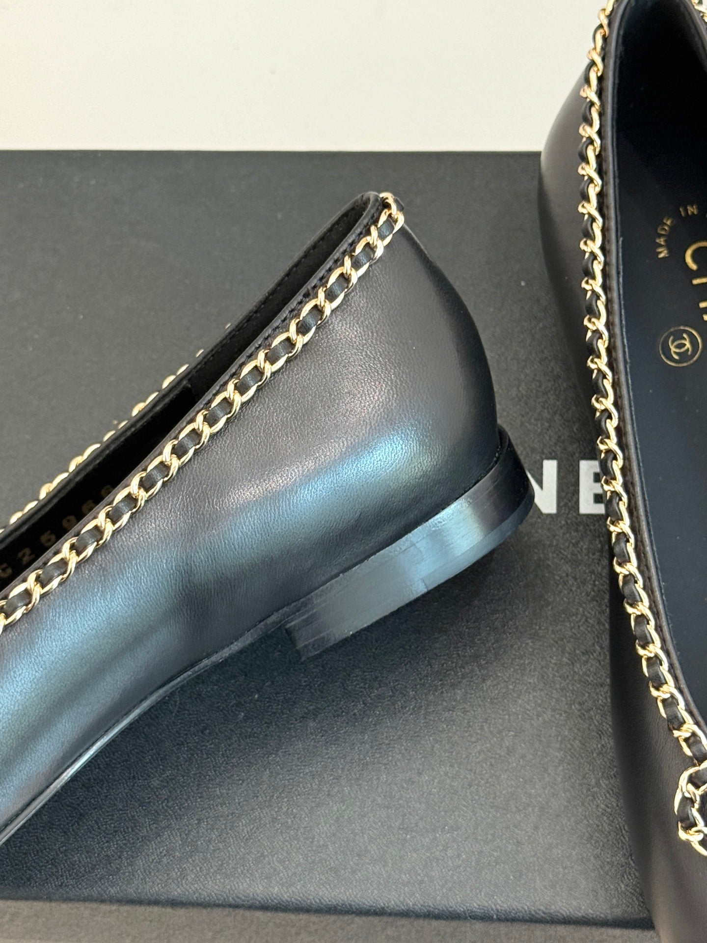 Chanel Classic Double C Chain Bow Ballet Flats