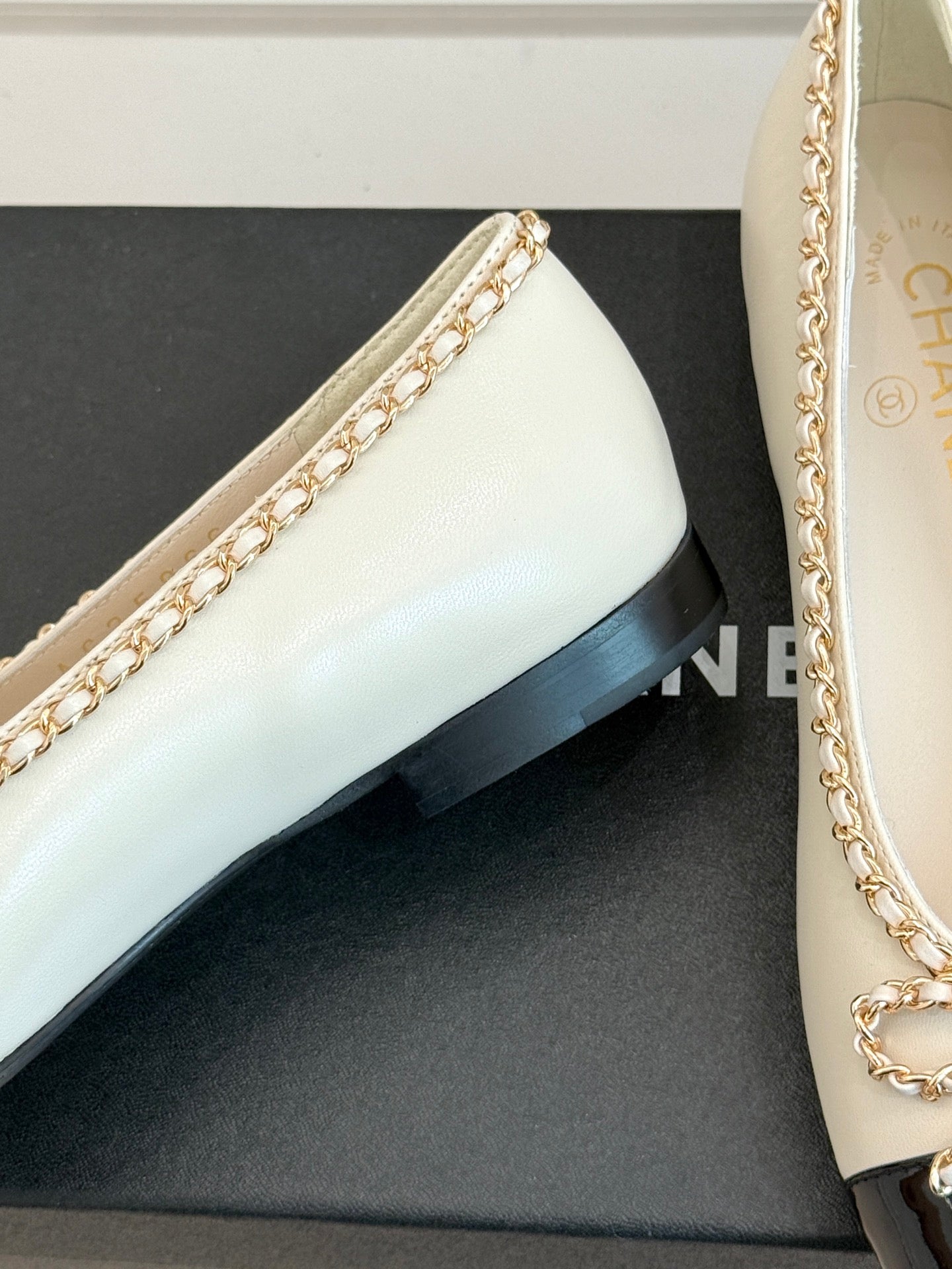 Chanel Classic Double C Chain Bow Ballet Flats
