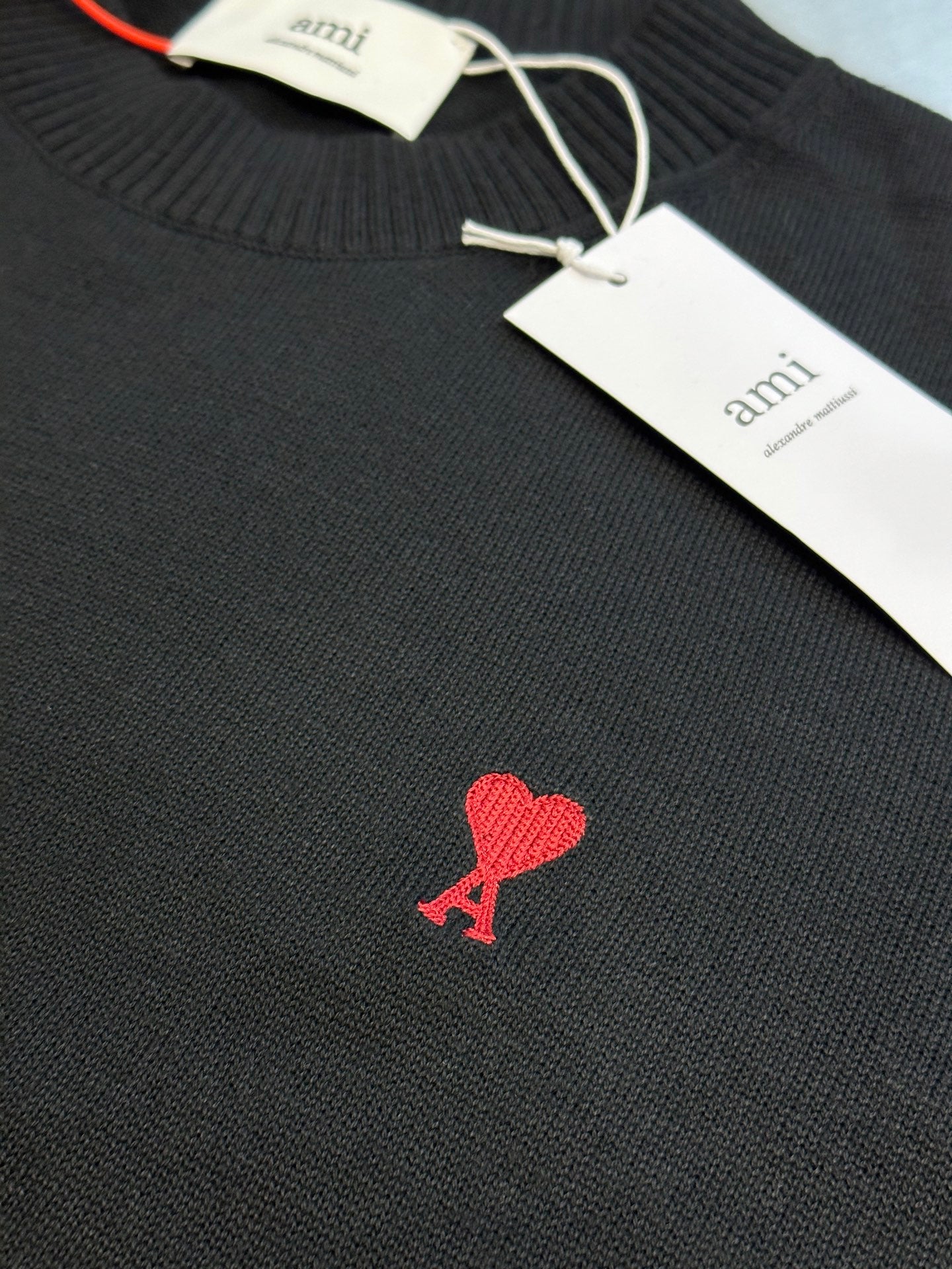 AMI Paris Heart Embroidery Merino Sweater