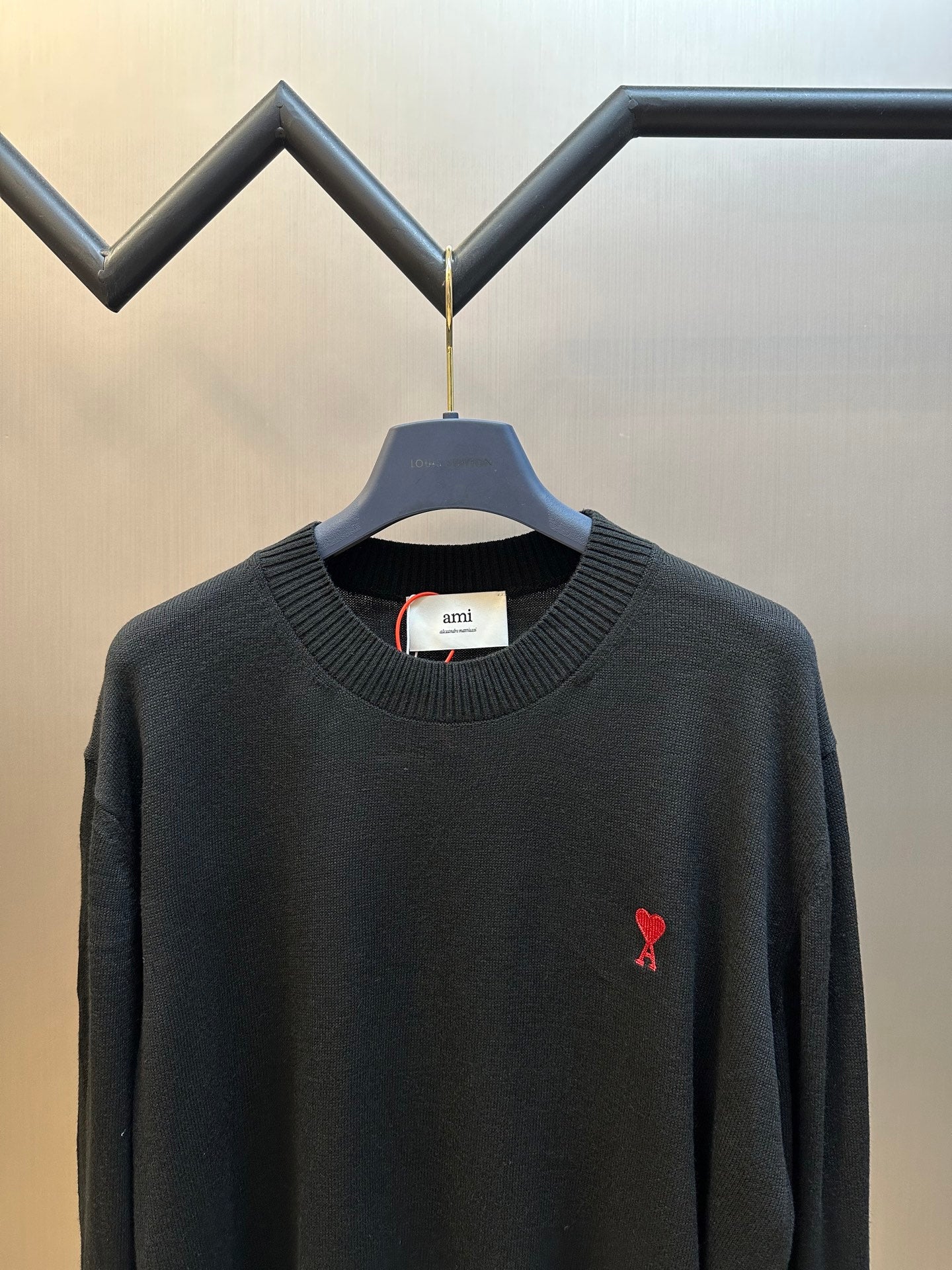 AMI Paris Heart Embroidery Merino Sweater