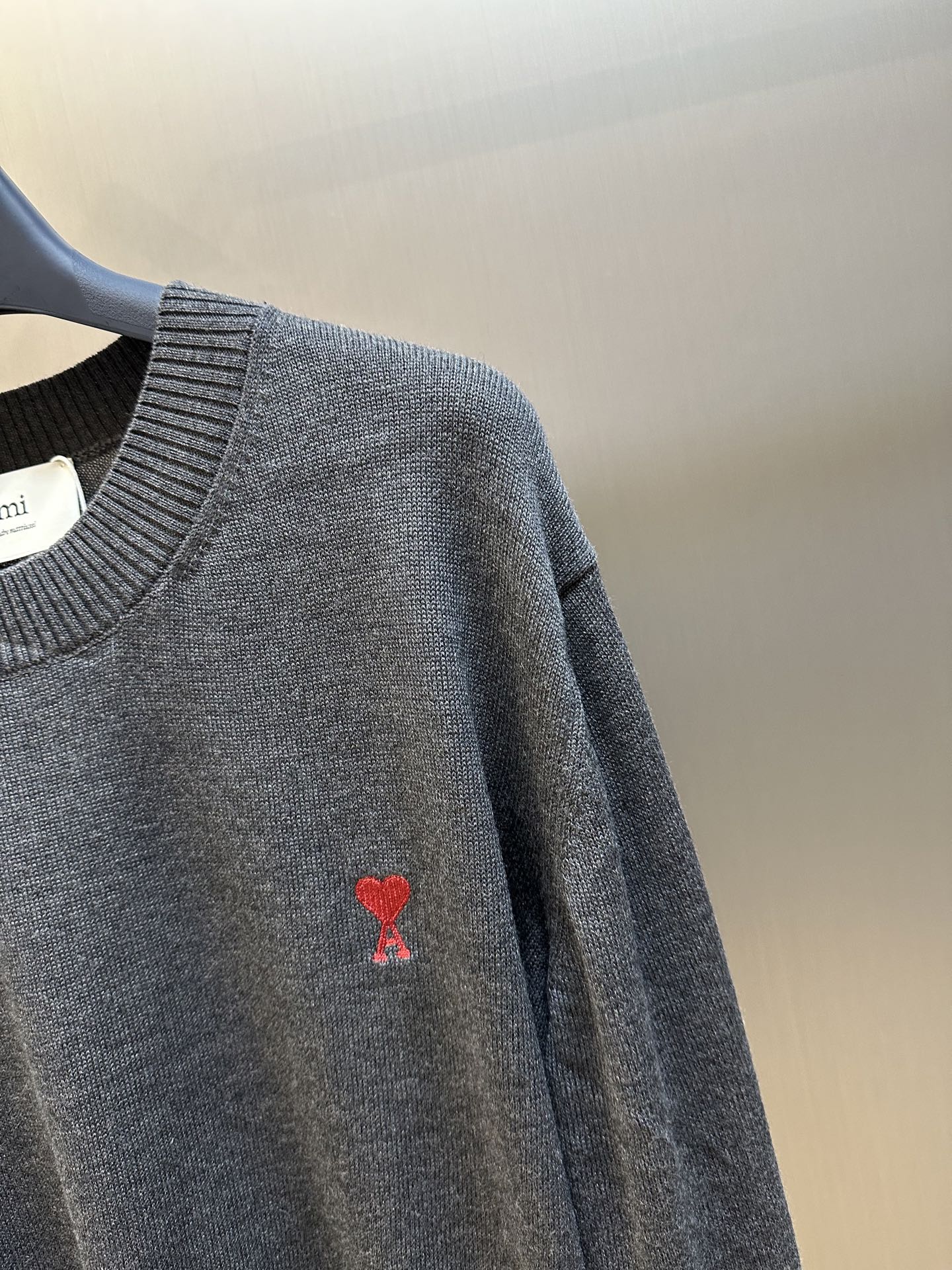 AMI Paris Heart Embroidery Merino Sweater