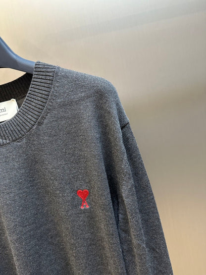 AMI Paris Heart Embroidery Merino Sweater