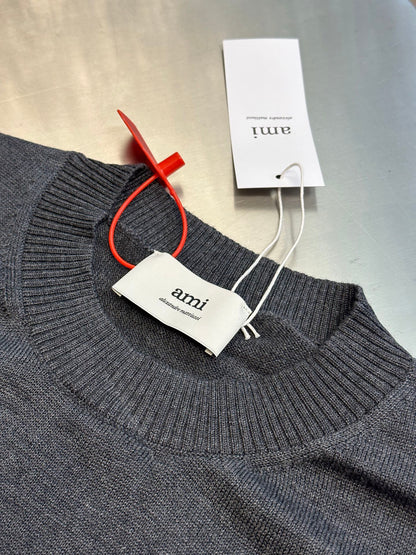 AMI Paris Heart Embroidery Merino Sweater