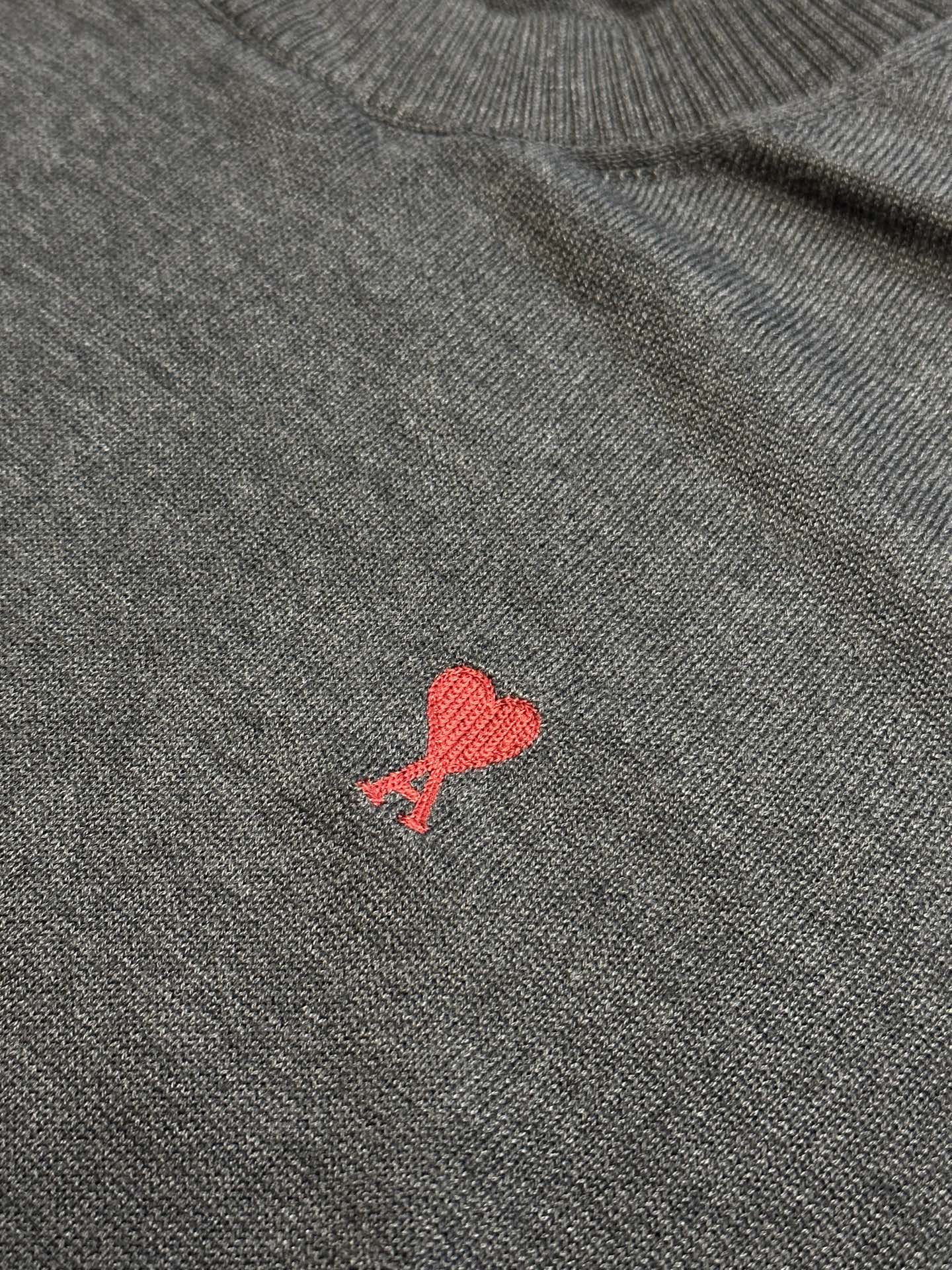 AMI Paris Heart Embroidery Merino Sweater