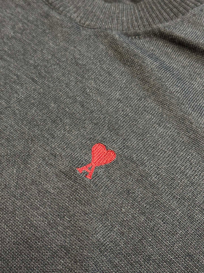 AMI Paris Heart Embroidery Merino Sweater