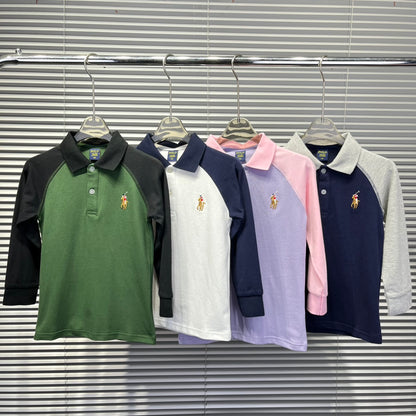 Ralph Lauren Color-block Long Sleeve Polo Shirt – Autumn Collection – Kids Collection