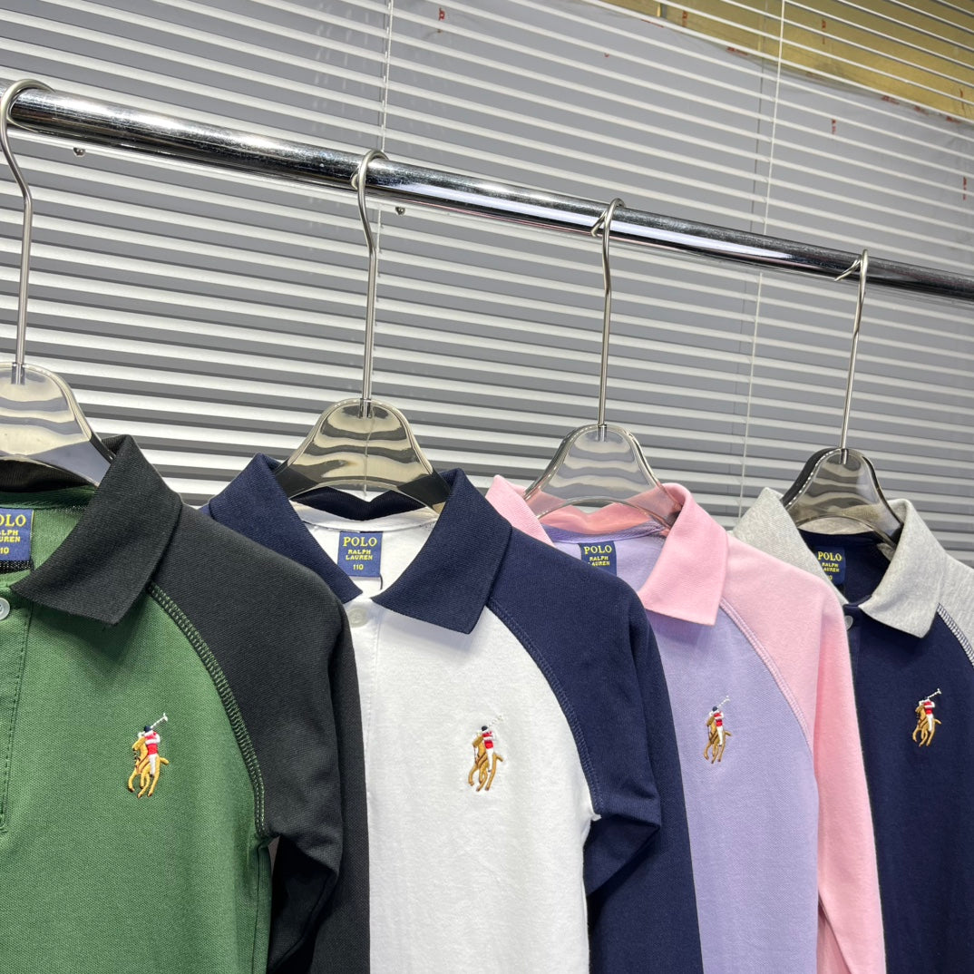 Ralph Lauren Color-block Long Sleeve Polo Shirt – Autumn Collection – Kids Collection