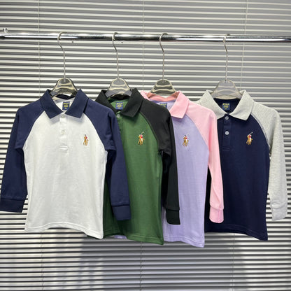 Ralph Lauren Color-block Long Sleeve Polo Shirt – Autumn Collection – Kids Collection