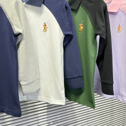 Ralph Lauren Color-block Long Sleeve Polo Shirt – Autumn Collection – Kids Collection