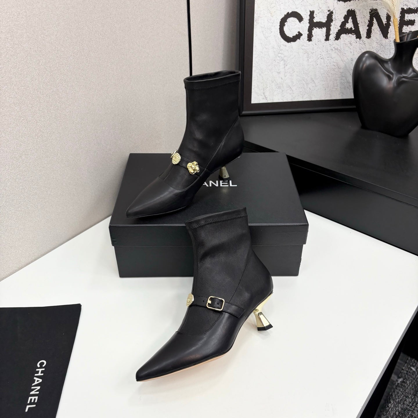Chanel 25B High-Heel Bow Sock Boots – Autumn/Winter Collection