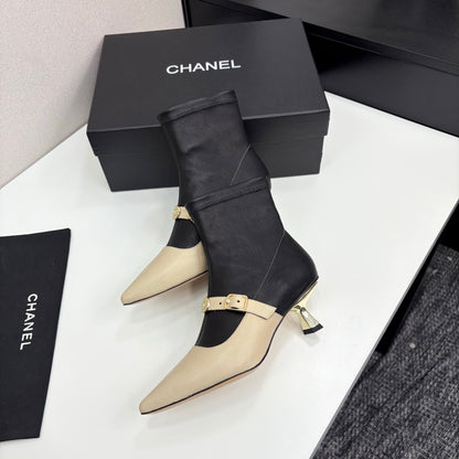 Chanel 25B High-Heel Bow Sock Boots – Autumn/Winter Collection