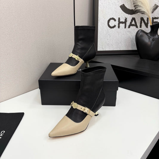 Chanel 25B High-Heel Bow Sock Boots – Autumn/Winter Collection