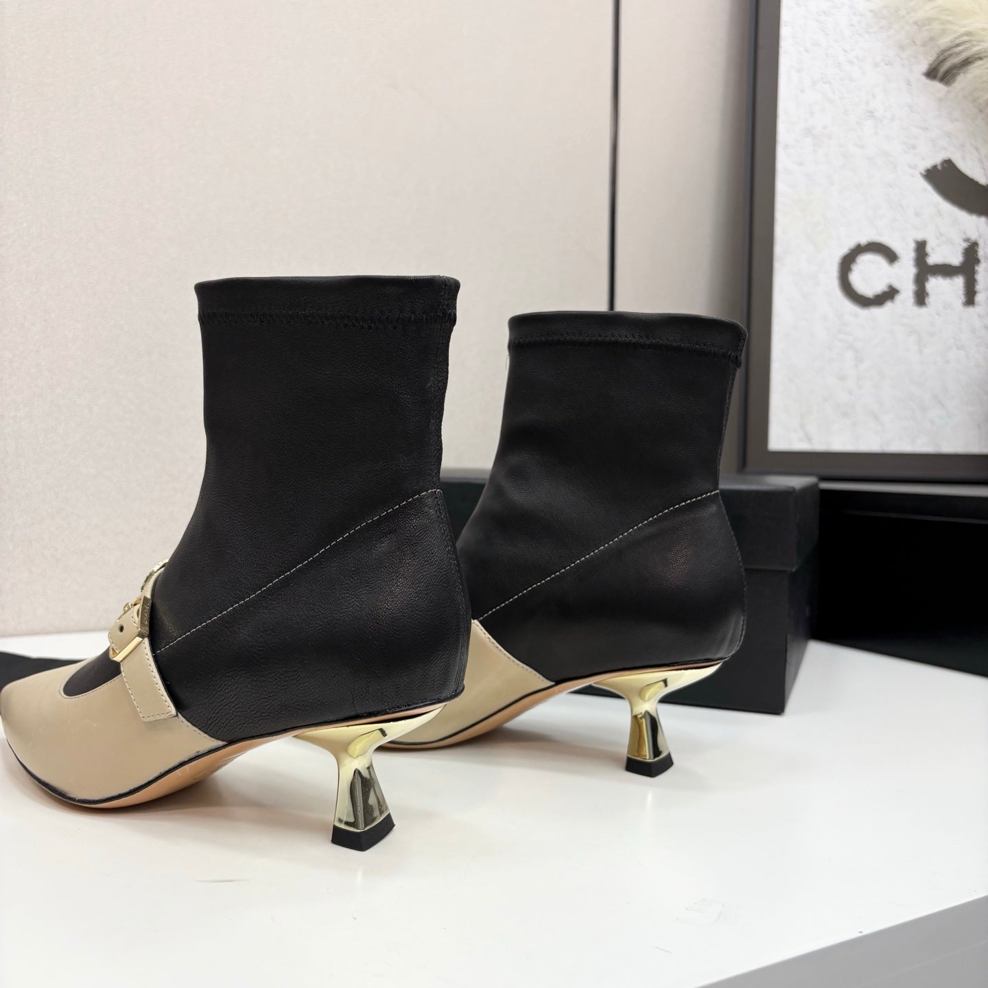 Chanel 25B High-Heel Bow Sock Boots – Autumn/Winter Collection