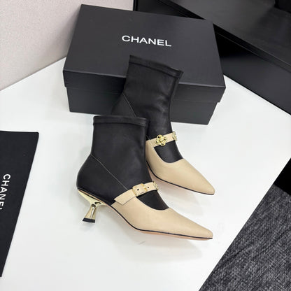 Chanel 25B High-Heel Bow Sock Boots – Autumn/Winter Collection