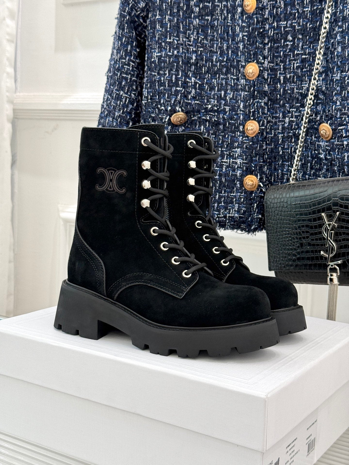 Celine Classic Triomphe Platform Martin Boots