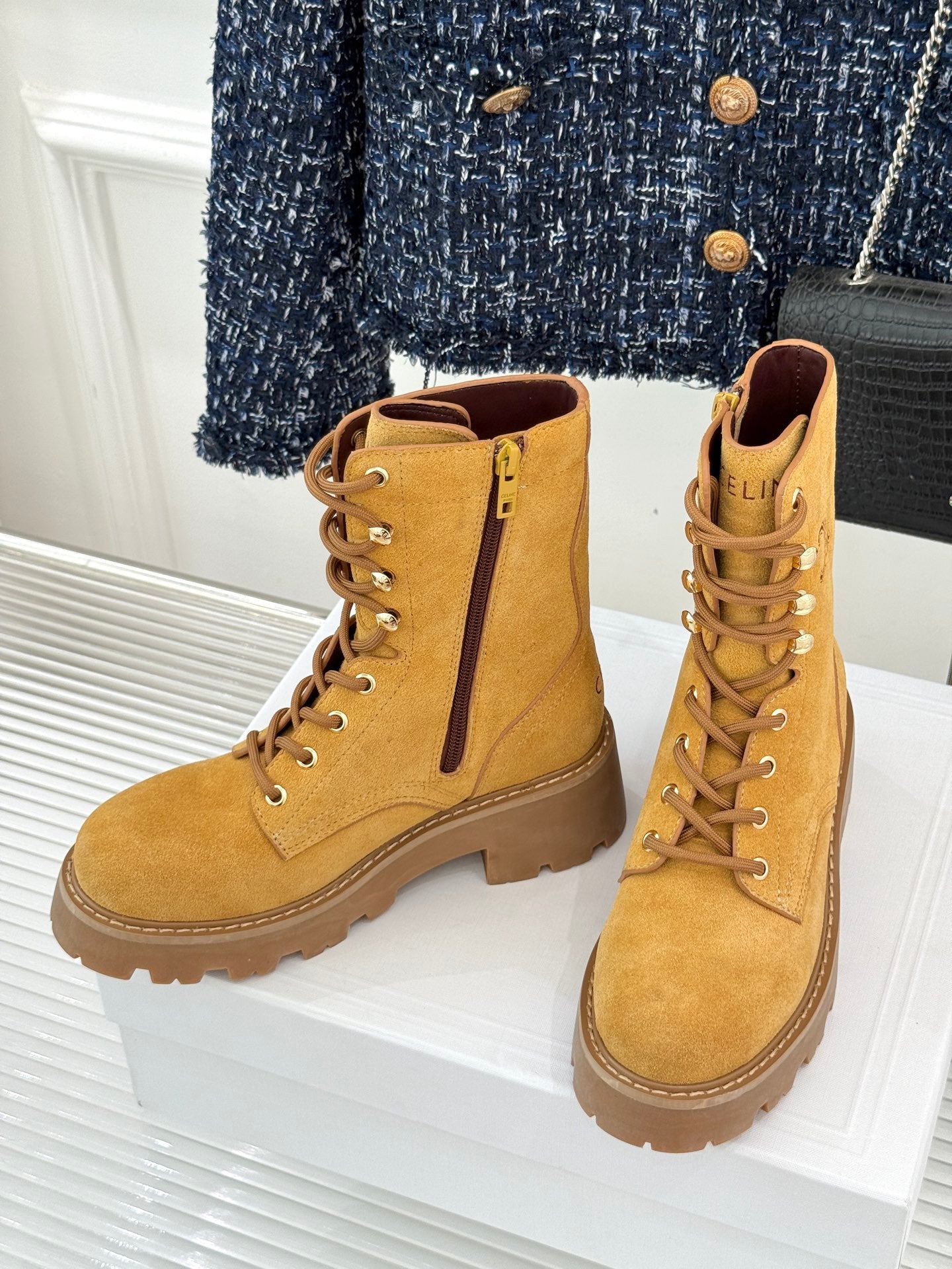 Celine Classic Triomphe Platform Martin Boots