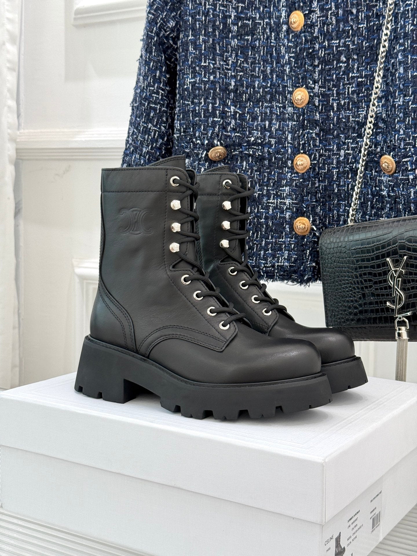 Celine Classic Triomphe Platform Martin Boots