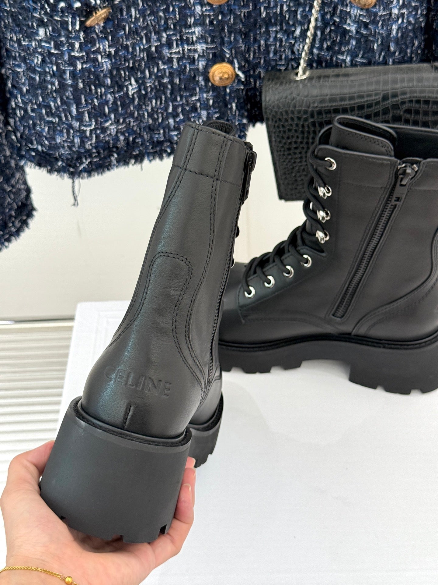Celine Classic Triomphe Platform Martin Boots