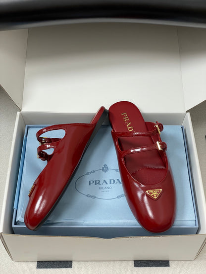 Prada Wrinkled Patent Ballet Flats – 25SS