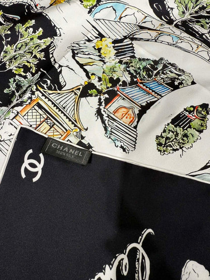 Chanel 2025 Silk Twill Double-Sided Hand-Rolled Scarf