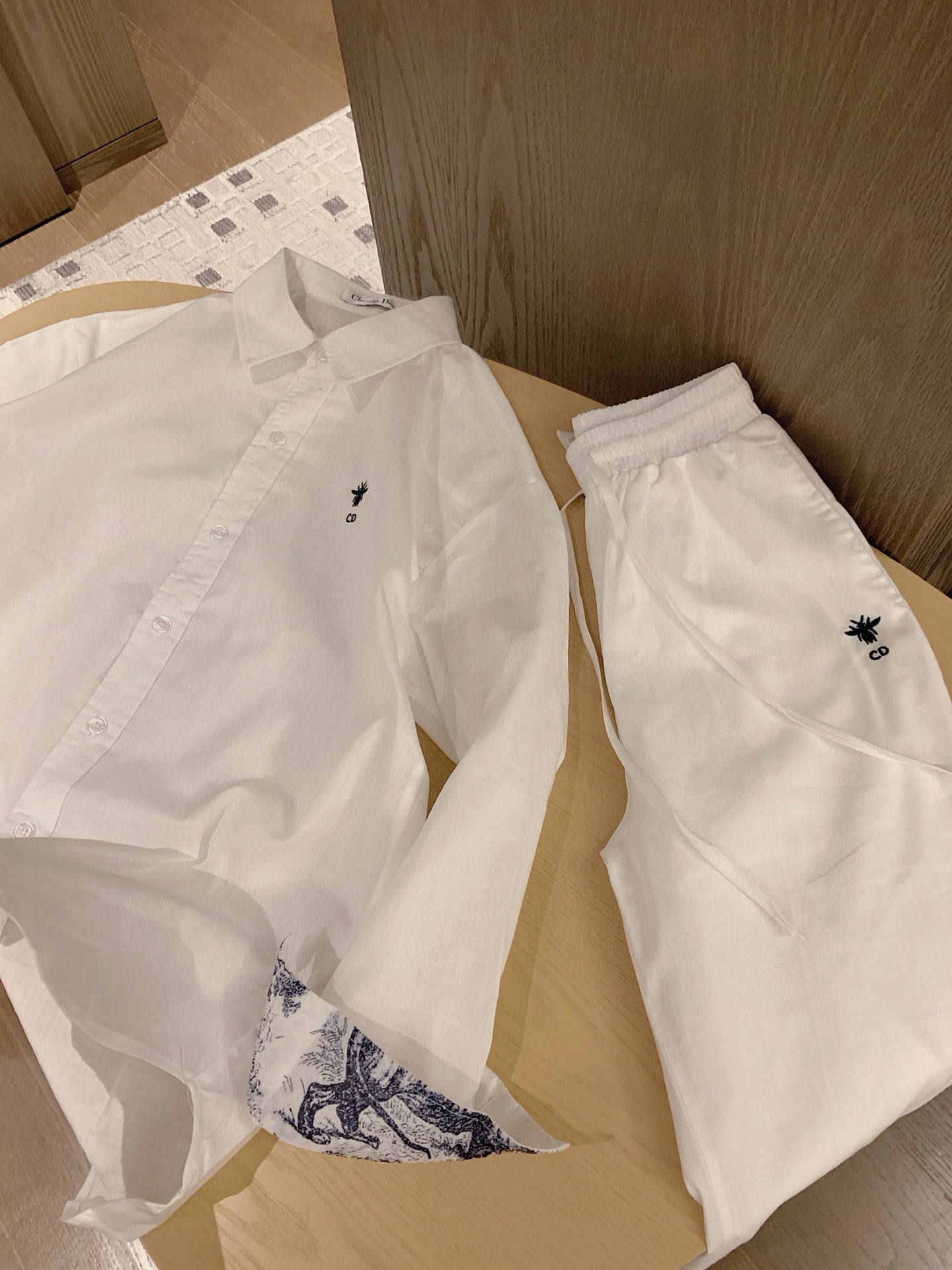 Dior Bee Embroidery Zoo Print Matching Set