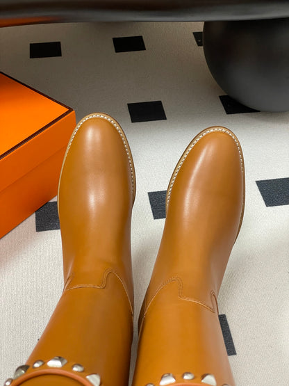 Hermès Jumping Series Kelly Buckle Knee-High Boots