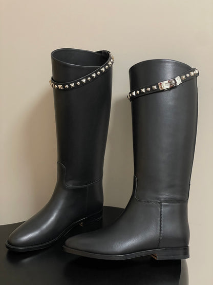 Hermès Jumping Series Kelly Buckle Knee-High Boots