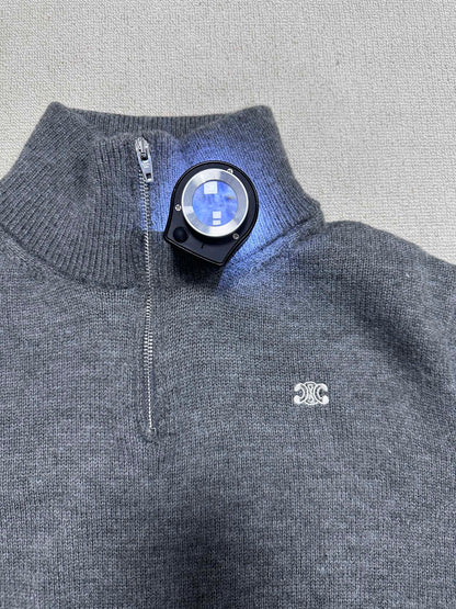 Celine Triomphe Embroidery Half-Zip Sweater – 24FW