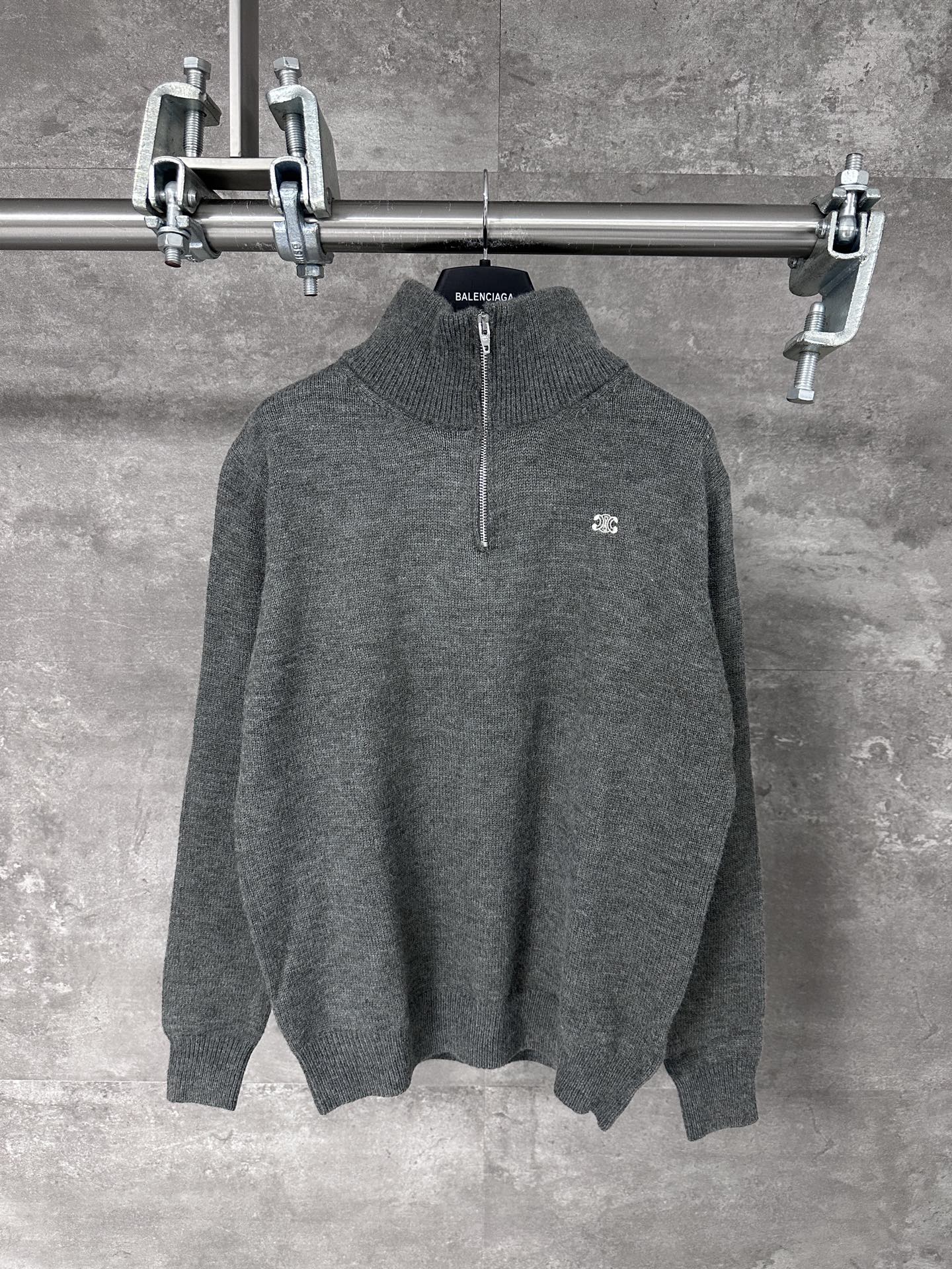 Celine Triomphe Embroidery Half-Zip Sweater – 24FW