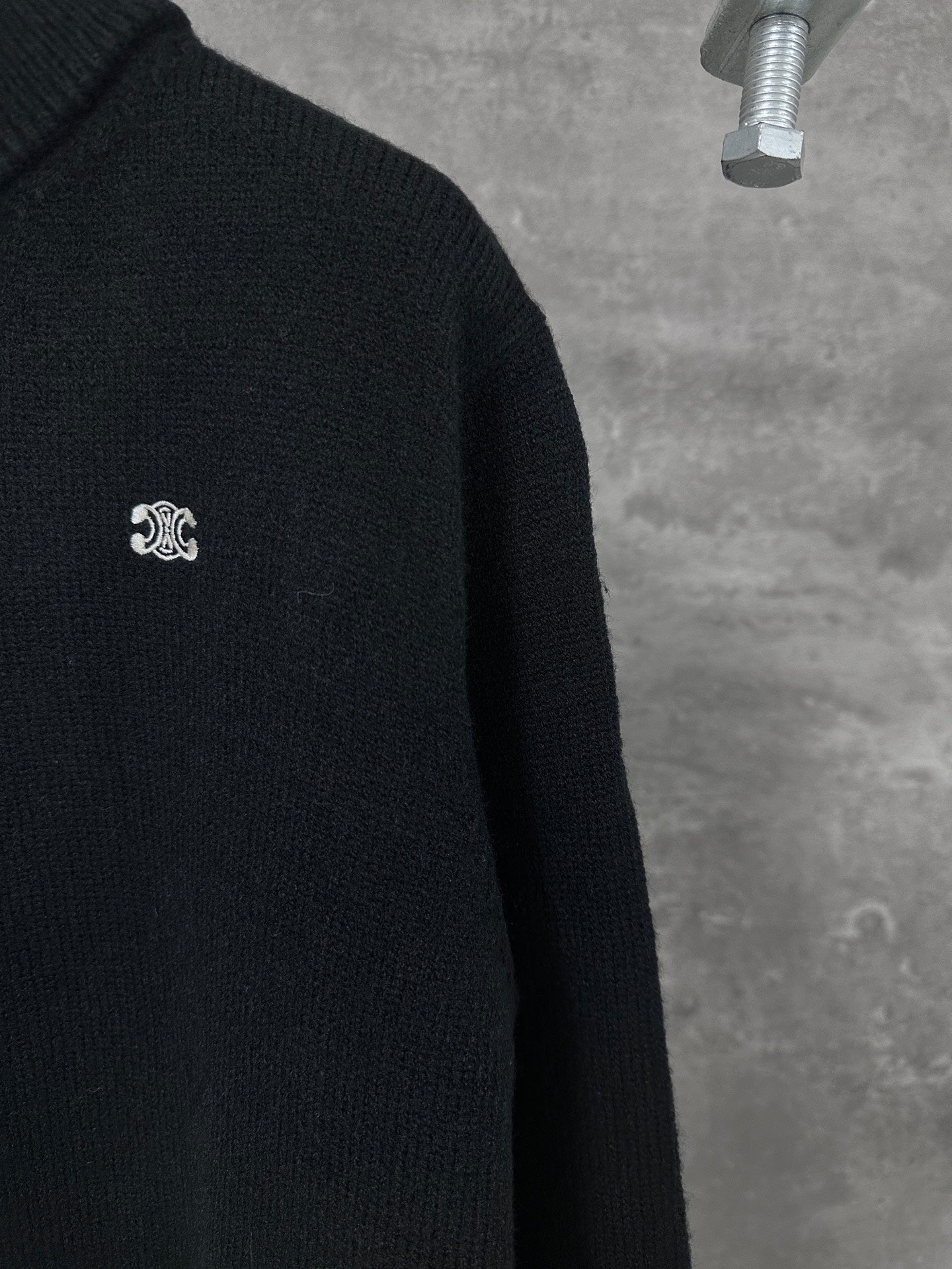 Celine Small Embroidery Half-Zip High-Neck Sweater – 24FW