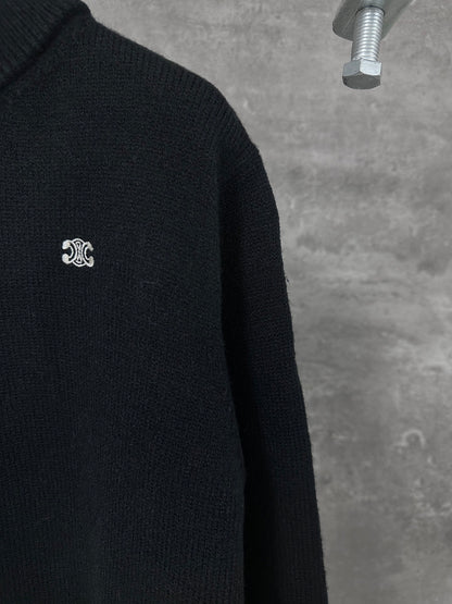 Celine Small Embroidery Half-Zip High-Neck Sweater – 24FW