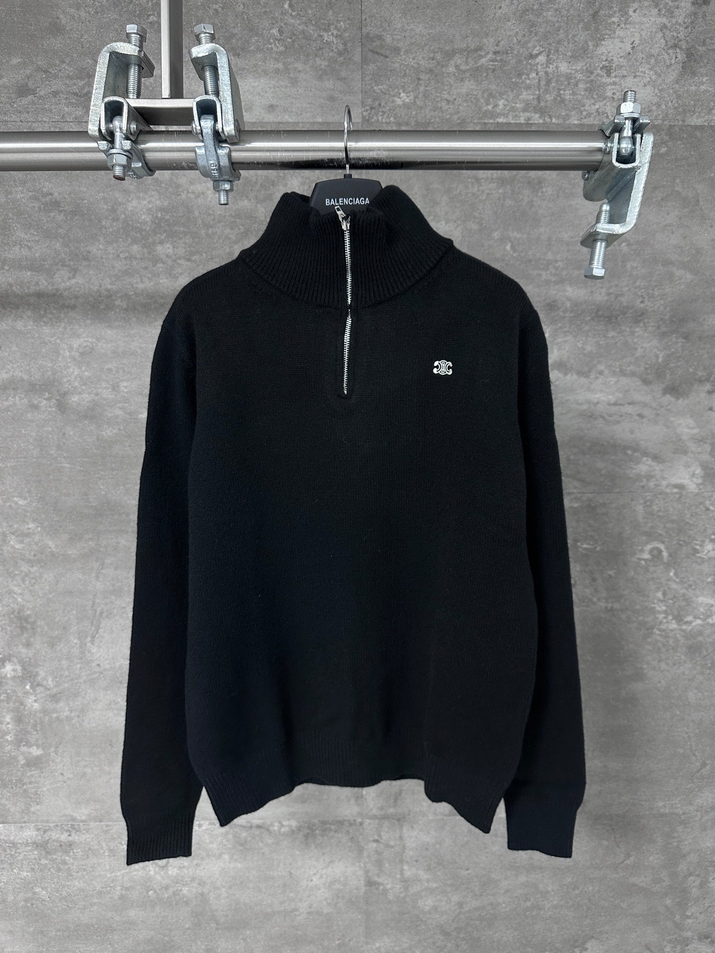 Celine Small Embroidery Half-Zip High-Neck Sweater – 24FW