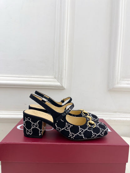 Gucci Classic Horsebit Rhinestone Slingback Sandals – 25SS