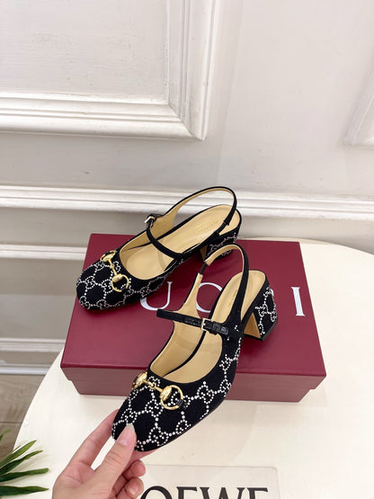 Gucci Classic Horsebit Rhinestone Slingback Sandals – 25SS