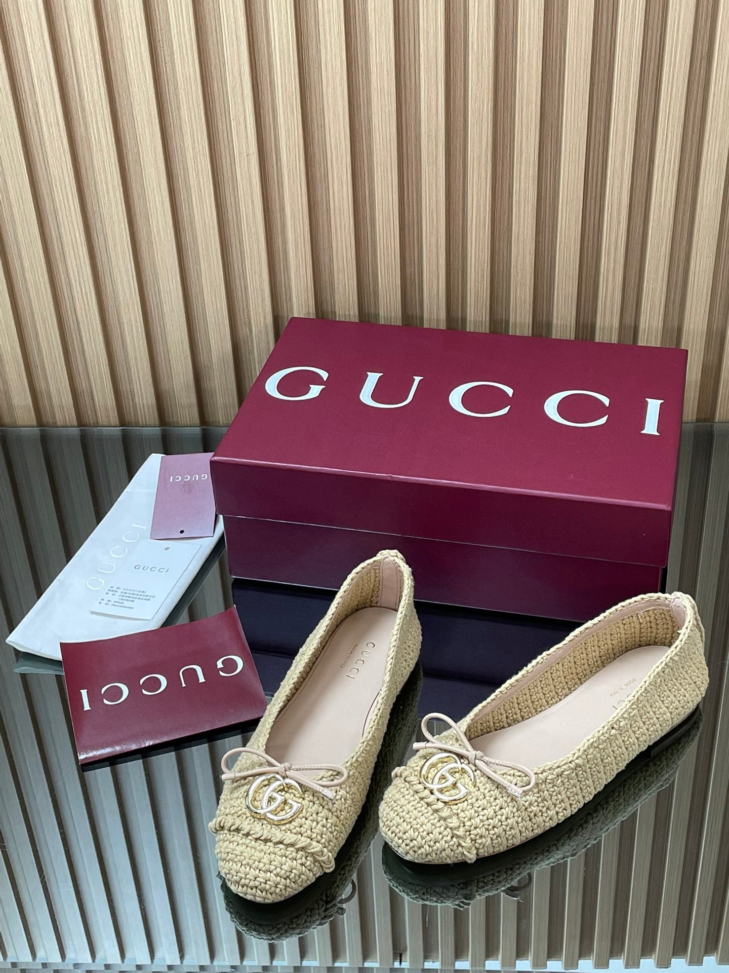 Gucci Woven Mesh Double G Ballet Flats – 2025 Early Autumn Collection