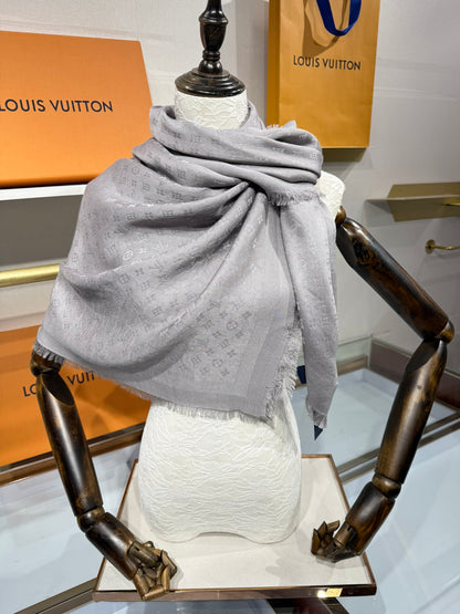 Louis Vuitton Classic Monogram Silk Wool Shawl