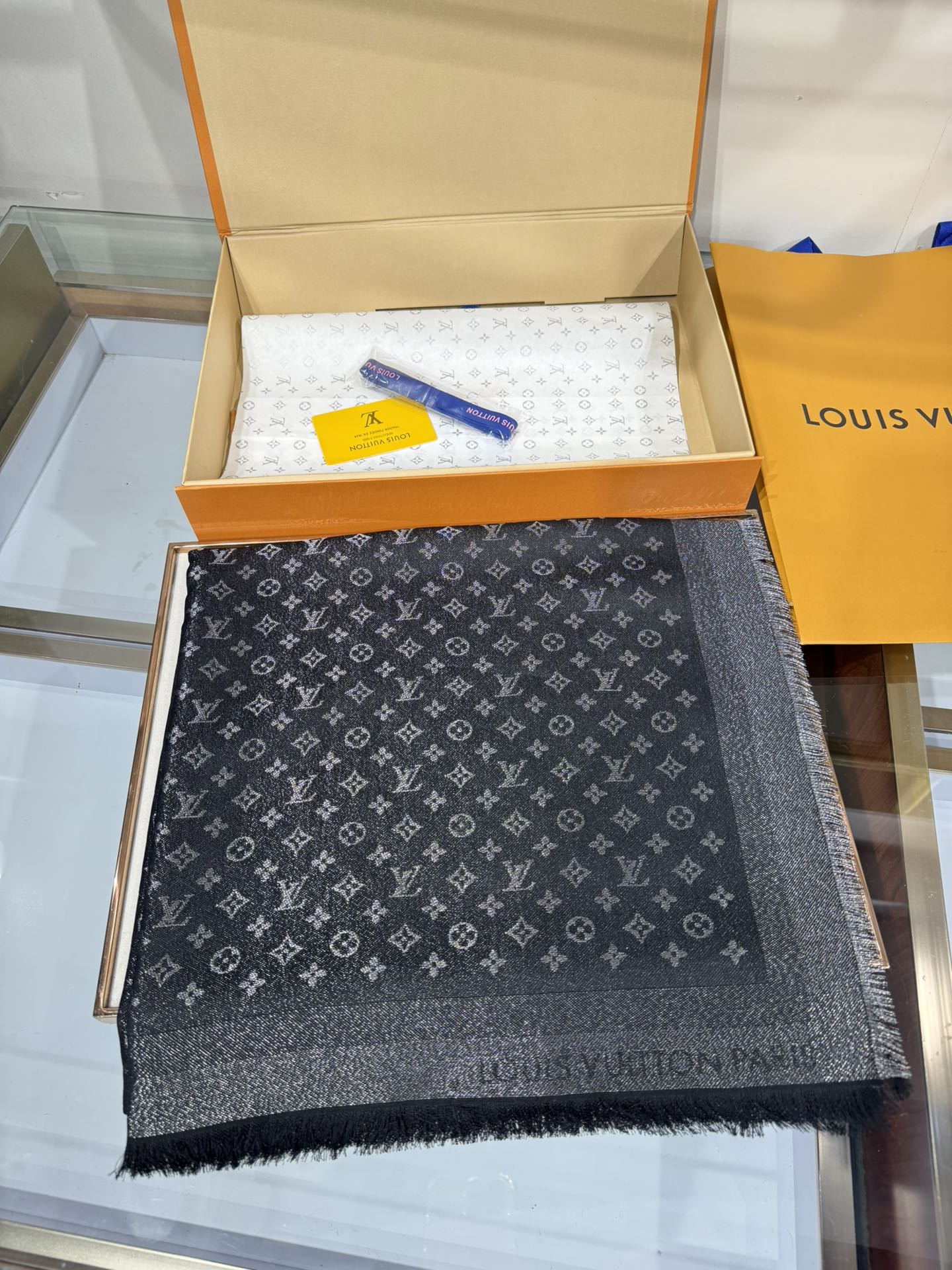 Louis Vuitton Classic Monogram Silk Wool Shawl