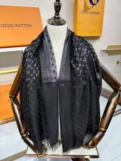Louis Vuitton Classic Monogram Silk Wool Shawl