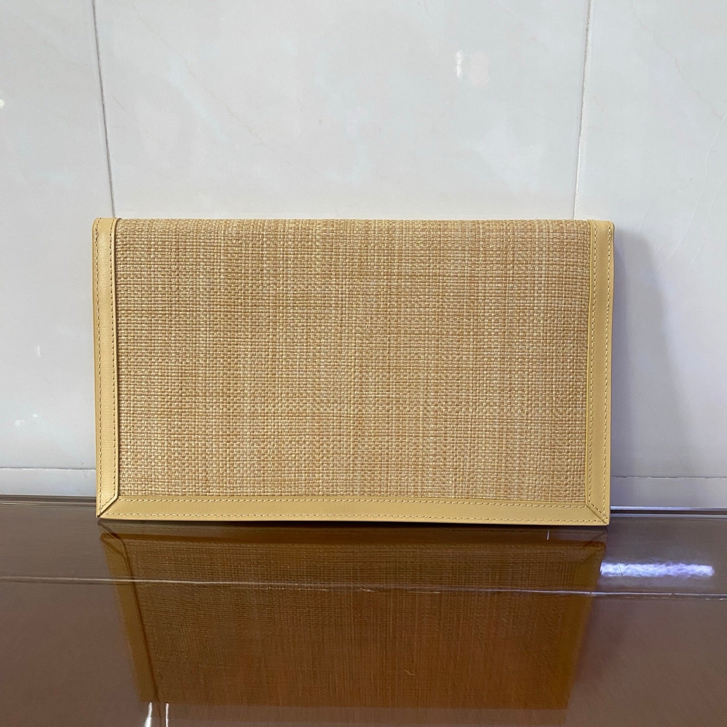 Saint Laurent Uptown Raffia Clutch Bag