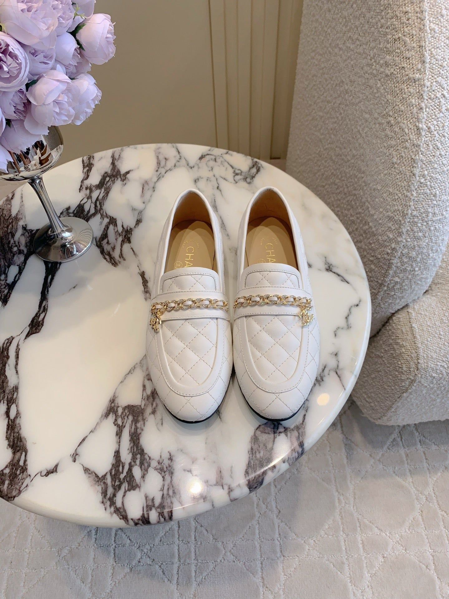 Chanel Rhinestone Chain Loafers