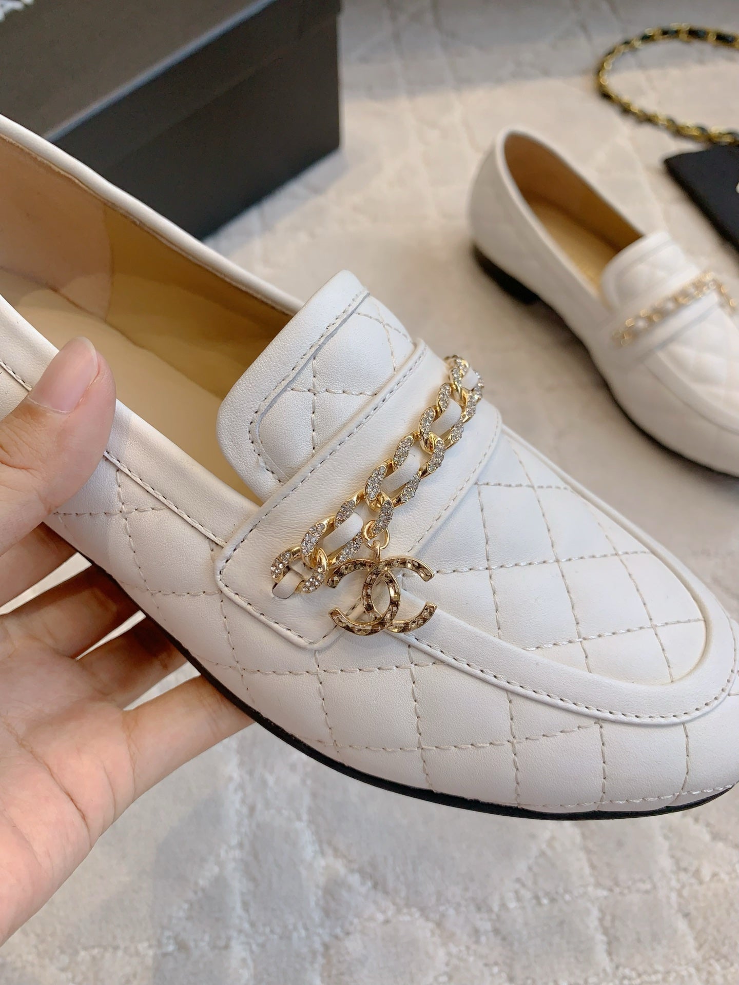 Chanel Rhinestone Chain Loafers