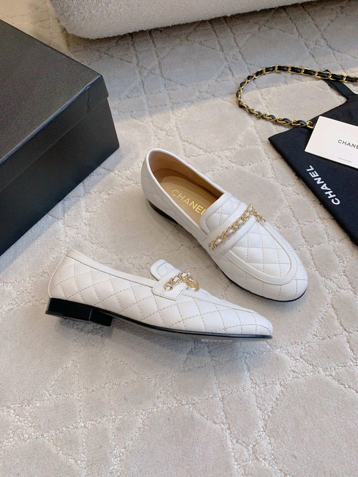 Chanel Rhinestone Chain Loafers