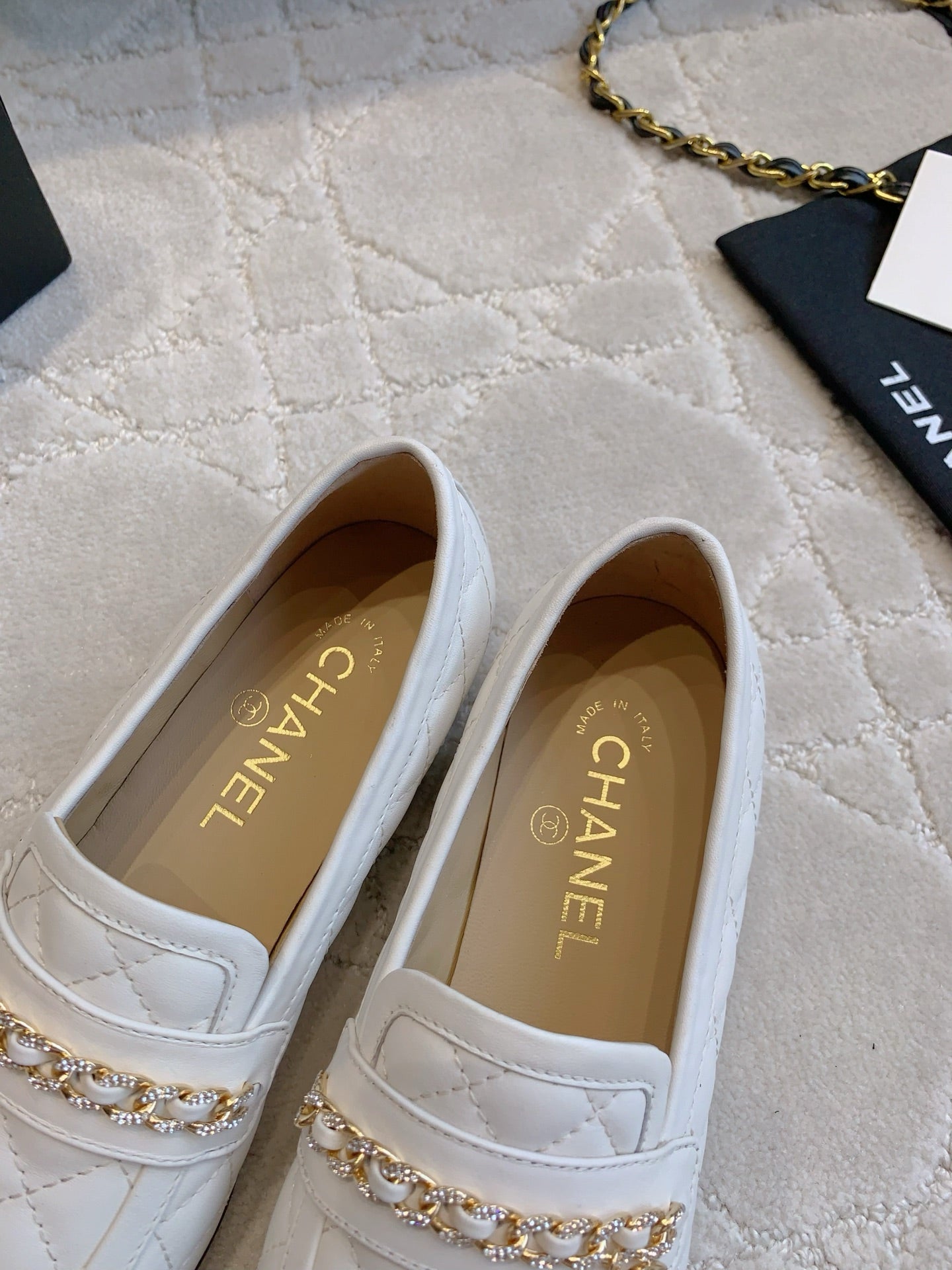 Chanel Rhinestone Chain Loafers